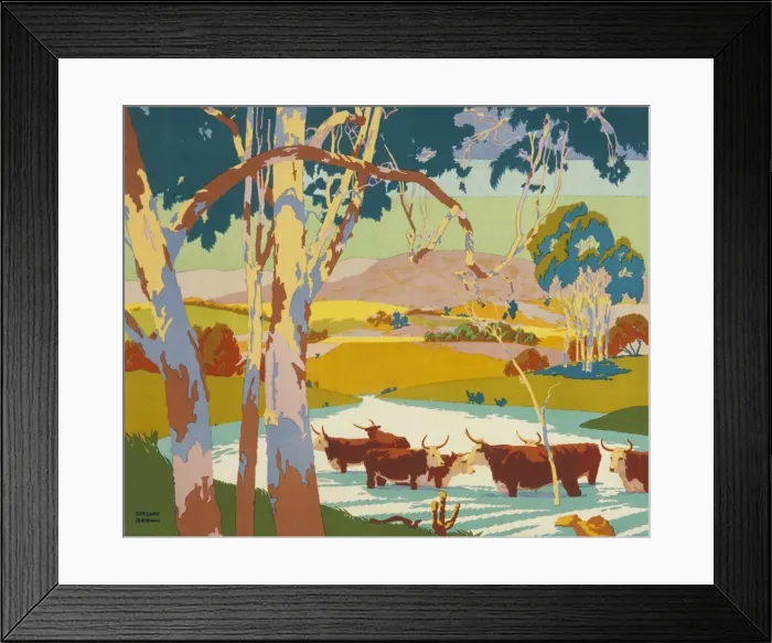Framed Print : Poster depicting Cattle Raising in Australia Framed Print : Poster depicting Cattle Raising in Australia