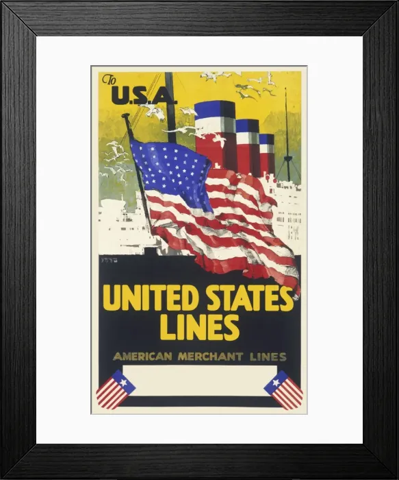 Framed Print : Poster advertising United States Lines Framed Print : Poster advertising United States Lines
