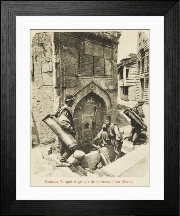 Framed Print : Turkish Fountain with Water Carriers