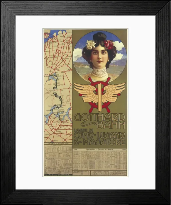 Framed Print : Italian timetable for the Gotthard railway Framed Print : Italian timetable for the Gotthard railway