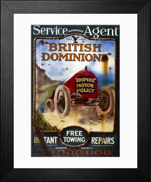 Framed Print : Metal sign advertising motor insurance Framed Print : Metal sign advertising motor insurance