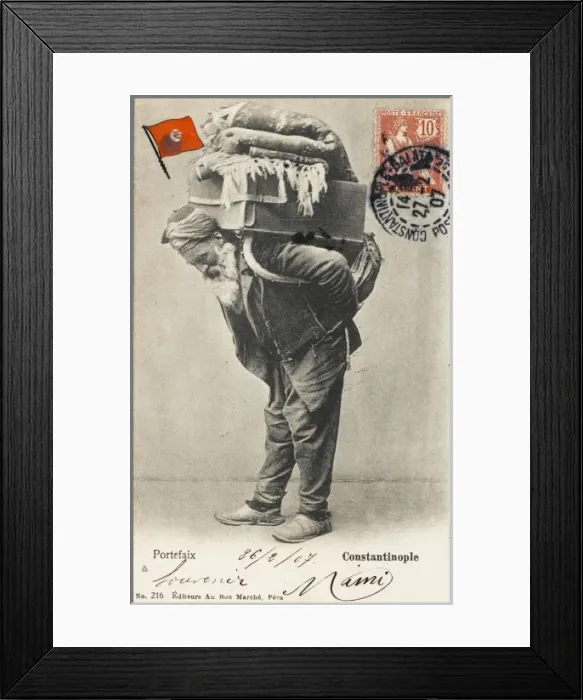Framed Print : Elderly porter - Constantinople, Turkey