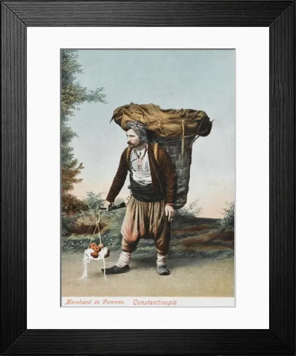 Framed Print : Apple Salesman with a gigantic pannier - Turkey Framed Print : Apple Salesman with a gigantic pannier - Turkey