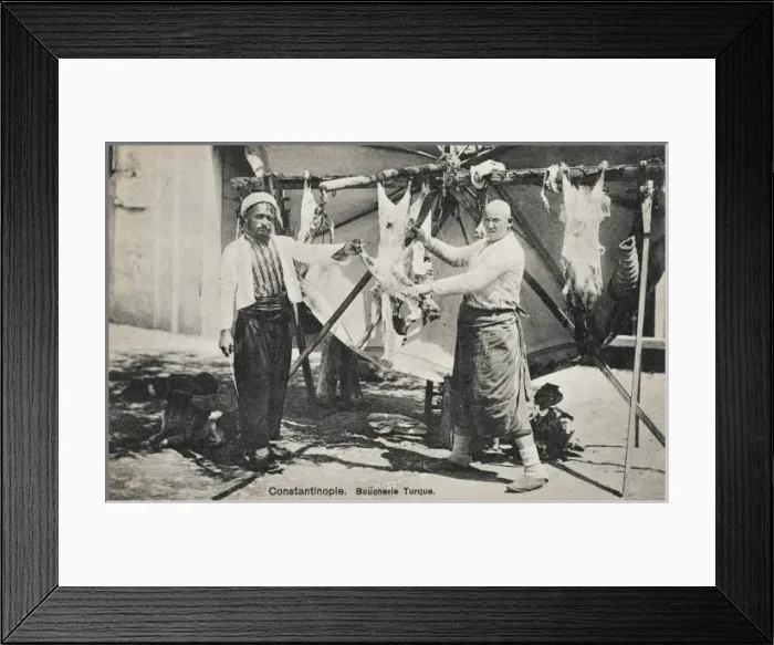 Framed Print : Turkish Butcher skinning a sheep Framed Print : Turkish Butcher skinning a sheep