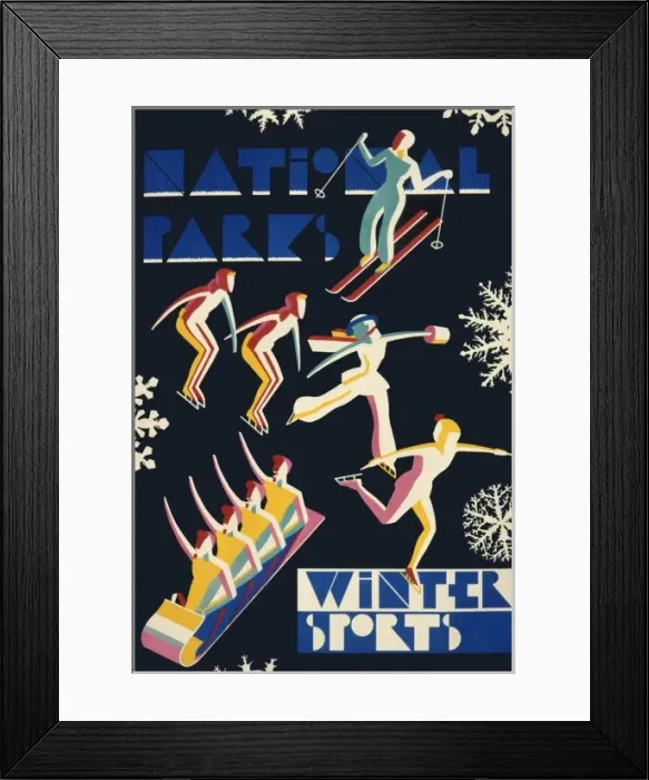 Framed Print : Poster advertising National Parks for winter sports Framed Print : Poster advertising National Parks for winter sports