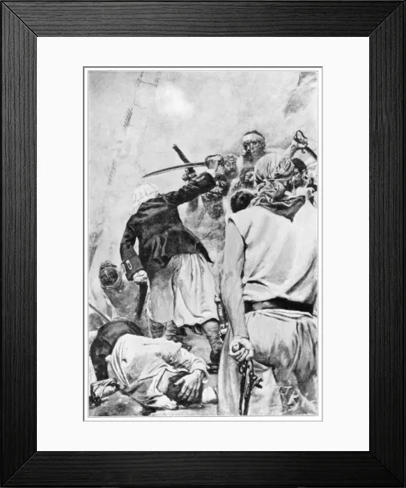 Framed Print : The combatants cut and slashed with savage fury Framed Print : The combatants cut and slashed with savage fury
