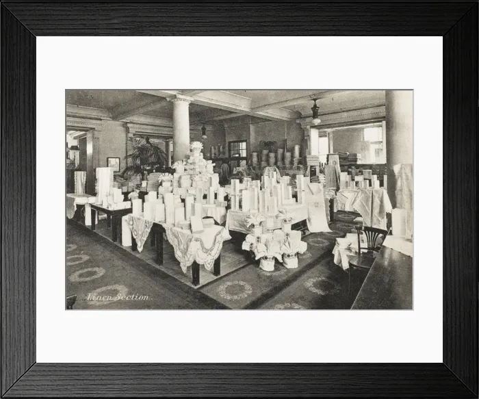 Framed Print : Selfridges, London - Linen Section Framed Print : Selfridges, London - Linen Section