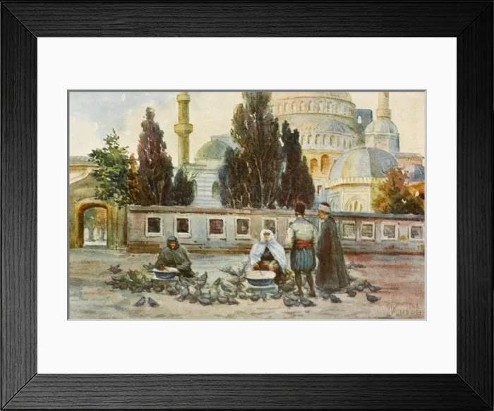 Framed Print : Sultan Ahmet Mosque - Feeding the Birds for good luck Framed Print : Sultan Ahmet Mosque - Feeding the Birds for good luck