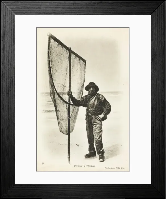 Framed Print : French Fisherman with large net Framed Print : French Fisherman with large net