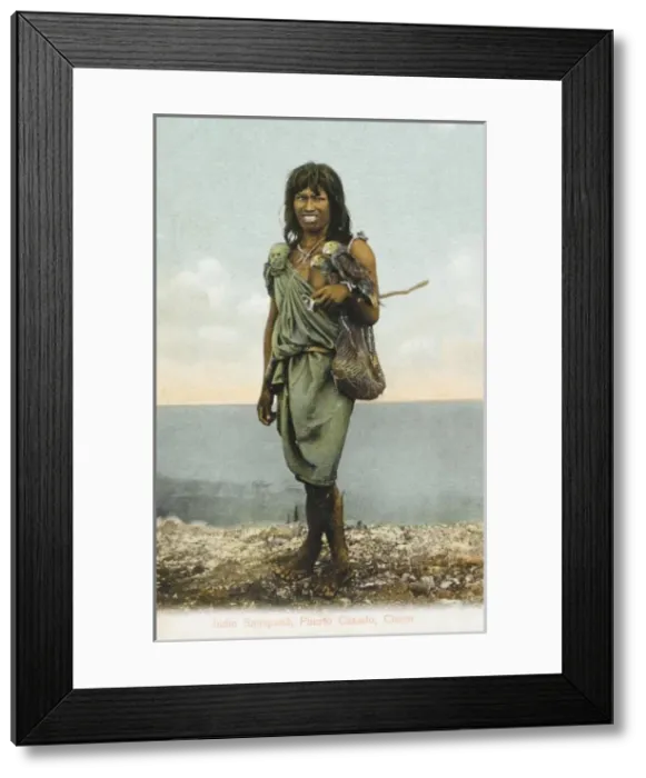 Framed Print : Sanapana Youth with parakeets Framed Print : Sanapana Youth with parakeets