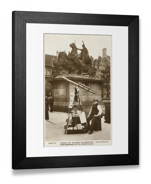 Framed Print : Telescope Man - Westminster Framed Print : Telescope Man - Westminster