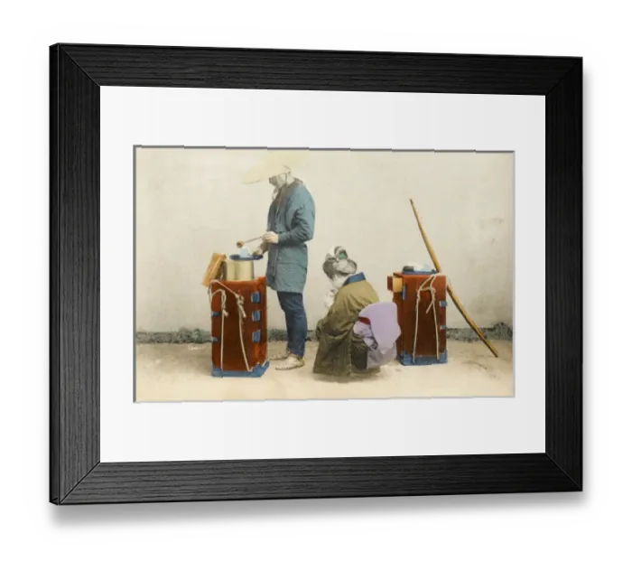 Framed Print : A Street vendor of rice wine - Japan Framed Print : A Street vendor of rice wine - Japan