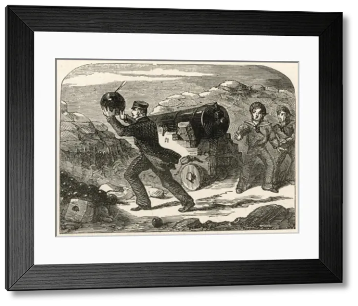 Framed Print : William Peel throwing a live shell Framed Print : William Peel throwing a live shell
