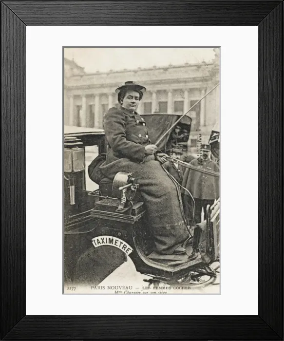 Framed Print : Female Horse Taxi Driver - Paris Framed Print : Female Horse Taxi Driver - Paris