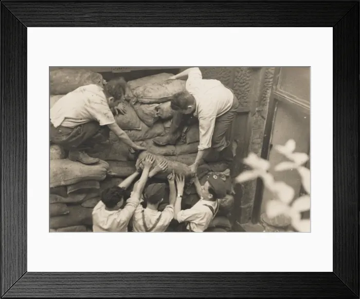 Framed Print : Filling Sandbags - WW2 Home Front (3 / 4) Framed Print : Filling Sandbags - WW2 Home Front (3 / 4)