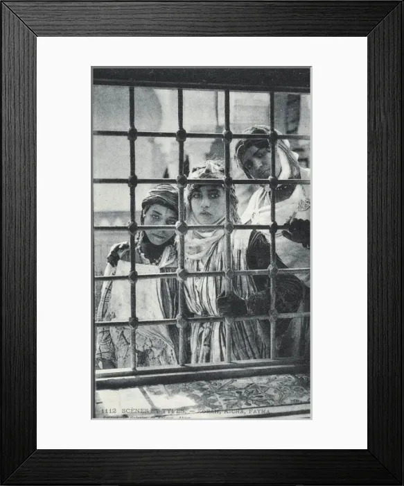 Framed Print : Three Algerian Girls looking in through the window Framed Print : Three Algerian Girls looking in through the window