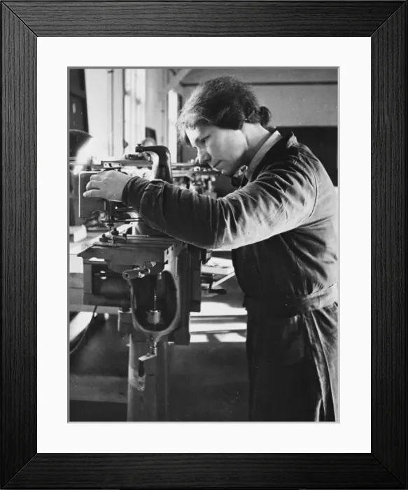 Framed Print : WaF WWII. A WaF working with machinery during World War II Framed Print : WaF WWII. A WaF working with machinery during World War II