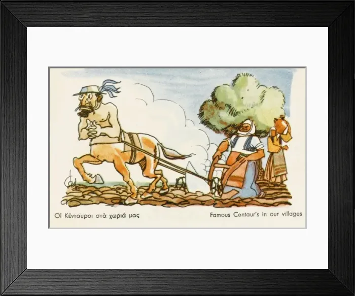 Framed Print : A Centaur pulling a plough Framed Print : A Centaur pulling a plough