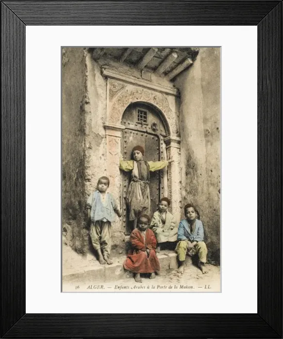 Framed Print : Children by an ornate doorway Framed Print : Children by an ornate doorway