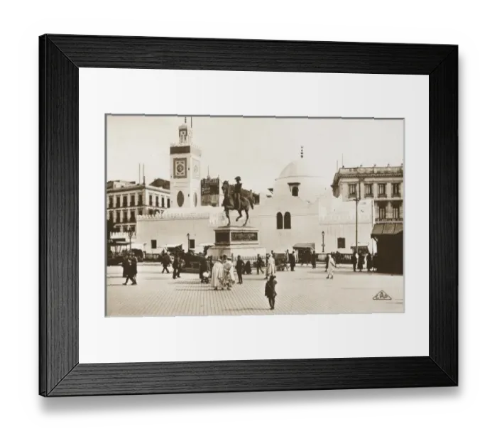 Framed Print : Statue of Duc D Orleans & Mosque - Algiers Framed Print : Statue of Duc D Orleans & Mosque - Algiers