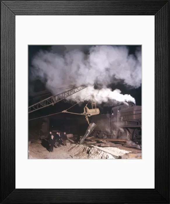 Framed Print : Laying railway tracks at night Framed Print : Laying railway tracks at night