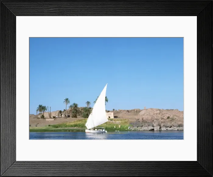 Framed Print : Dhow or felucca on the River Nile, Egypt Framed Print : Dhow or felucca on the River Nile, Egypt