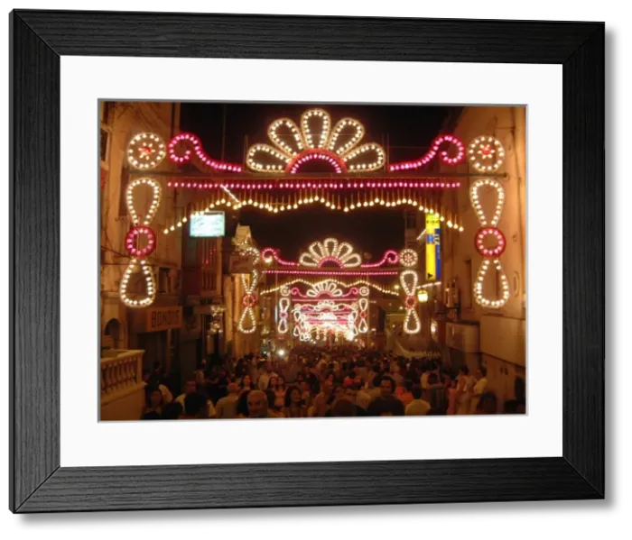 Framed Print : Night-time Street Scene, Malta Framed Print : Night-time Street Scene, Malta