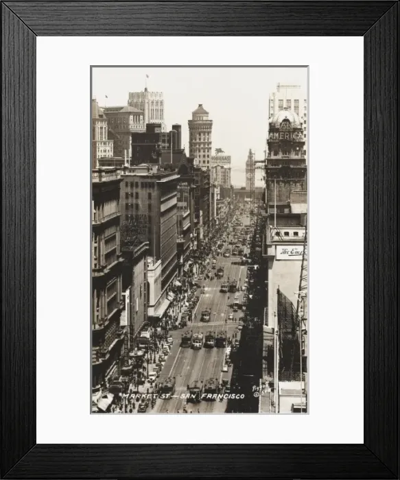 Framed Print : San Francisco - Market Street - overhead street view Framed Print : San Francisco - Market Street - overhead street view