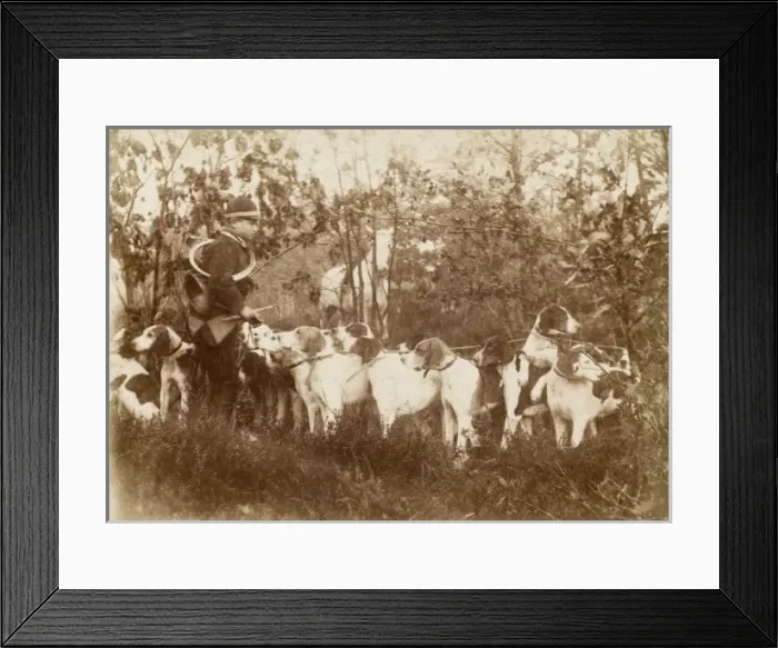 Framed Print : A hunt in the grounds of a French Chateau Framed Print : A hunt in the grounds of a French Chateau