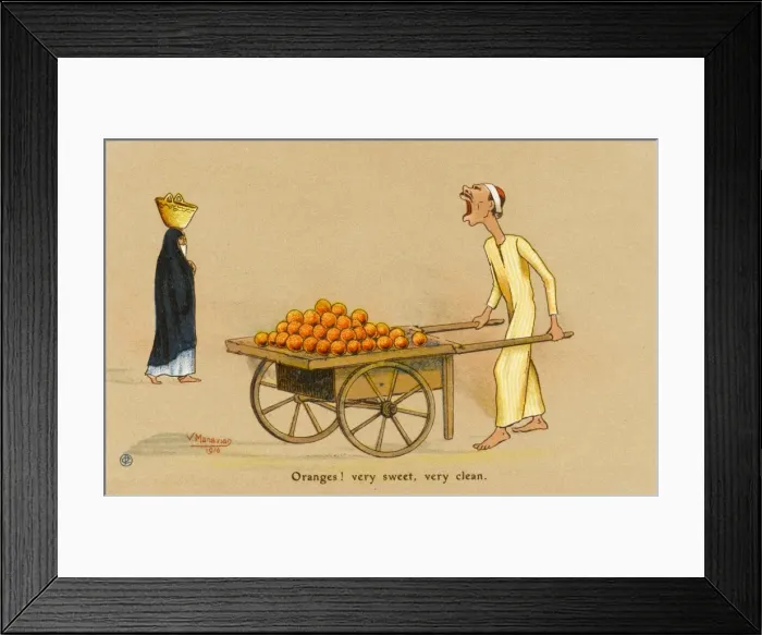 Framed Print : Egyptian Orange Seller with hand cart Framed Print : Egyptian Orange Seller with hand cart