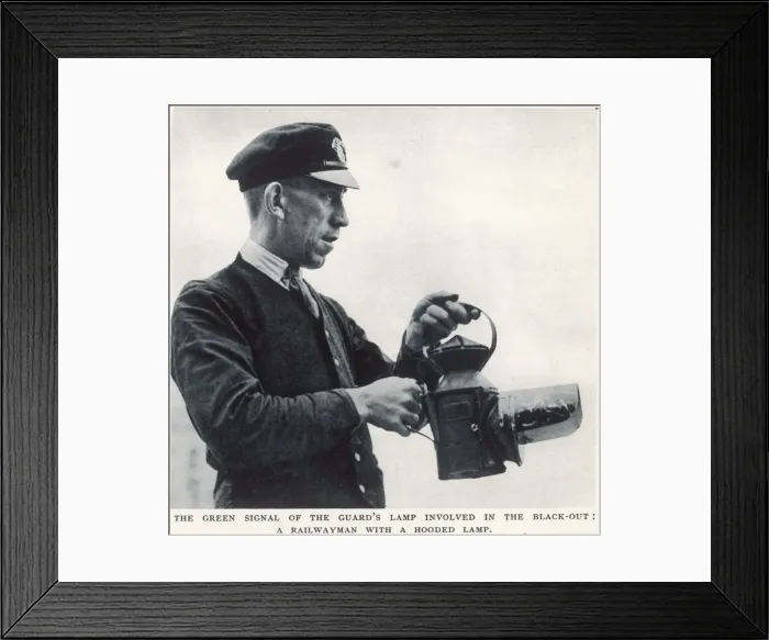 Framed Print : Railwayman with black-out lamp