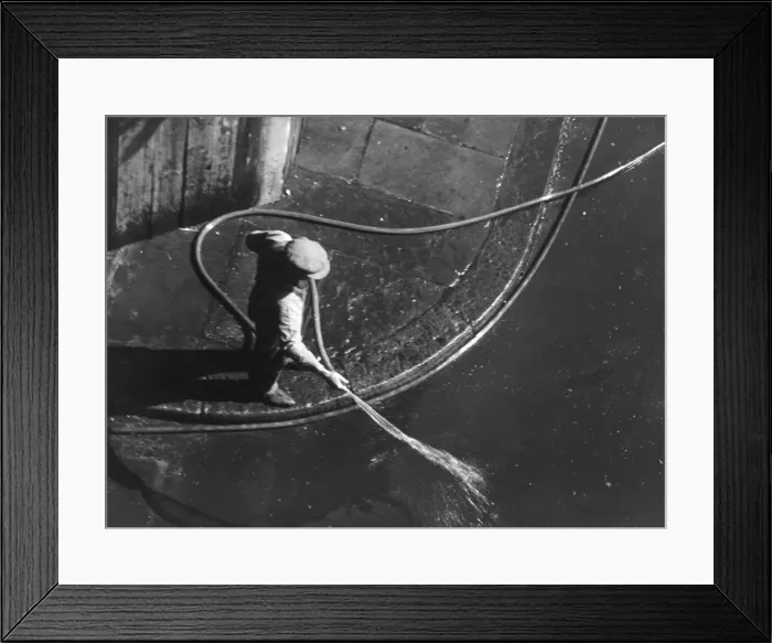 Framed Print : Hosing down a street Framed Print : Hosing down a street