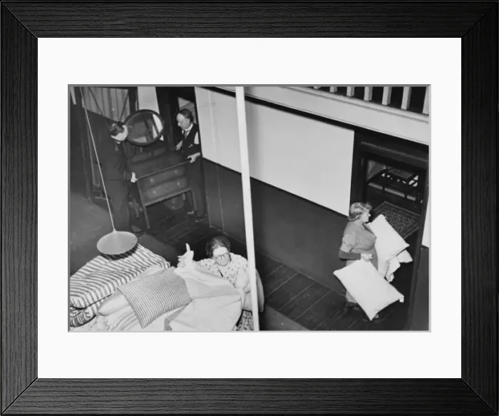 Framed Print : Refugee hostel furnished WWII Framed Print : Refugee hostel furnished WWII