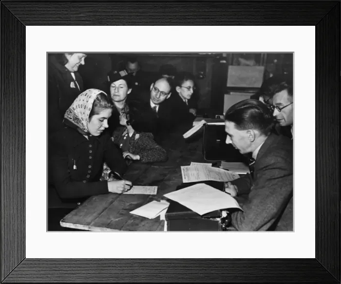 Framed Print : Filling in Food ration card WWII Framed Print : Filling in Food ration card WWII