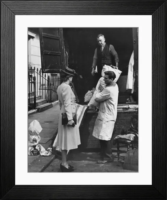 Framed Print : Collecting articles to furning refugee houses WWII Framed Print : Collecting articles to furning refugee houses WWII