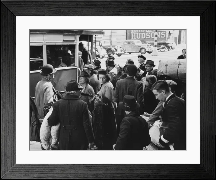 Framed Print : Refugees boarding bus WWII Framed Print : Refugees boarding bus WWII