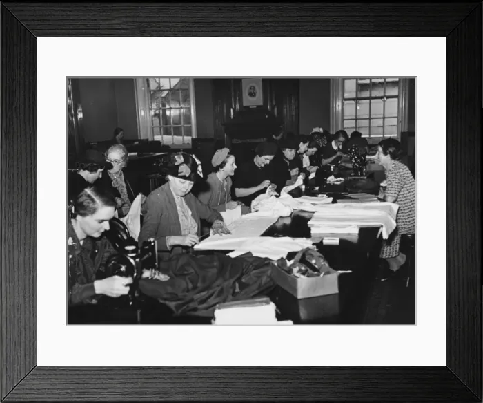 Framed Print : Womens sewing circle WWII Framed Print : Womens sewing circle WWII