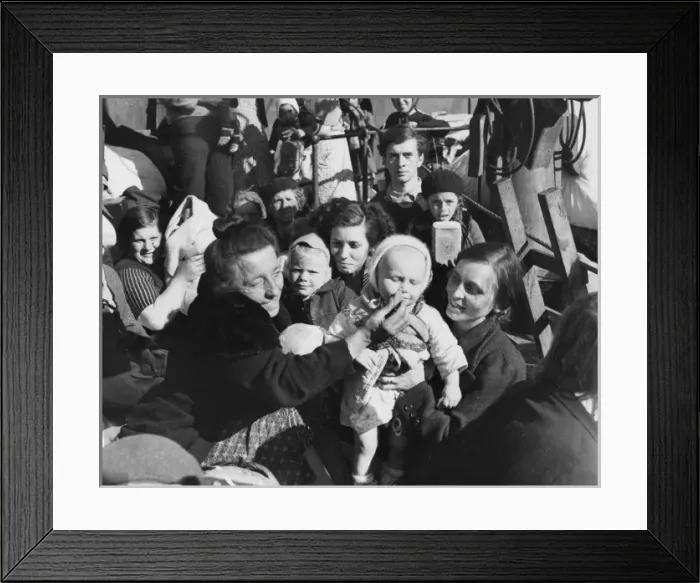Framed Print : Belgian refugees on ship WWII Framed Print : Belgian refugees on ship WWII
