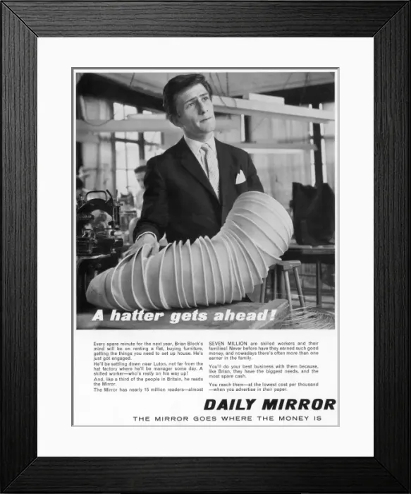 Framed Print : Daily Mirror Advertising space advertisement - Hatter Framed Print : Daily Mirror Advertising space advertisement - Hatter