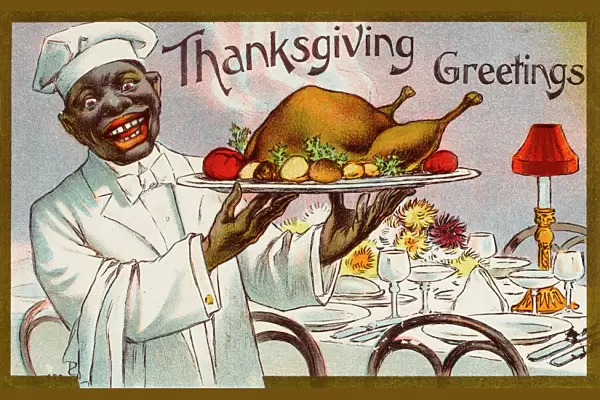 Black Waiter with Thanksgiving Turkey