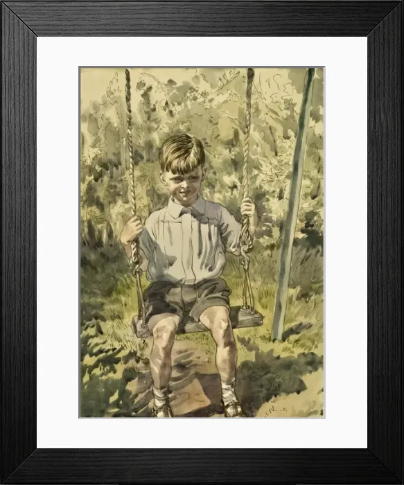 Framed Print : Boy playing on a swing Framed Print : Boy playing on a swing