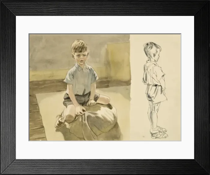 Framed Print : Two studies of a young boy Framed Print : Two studies of a young boy