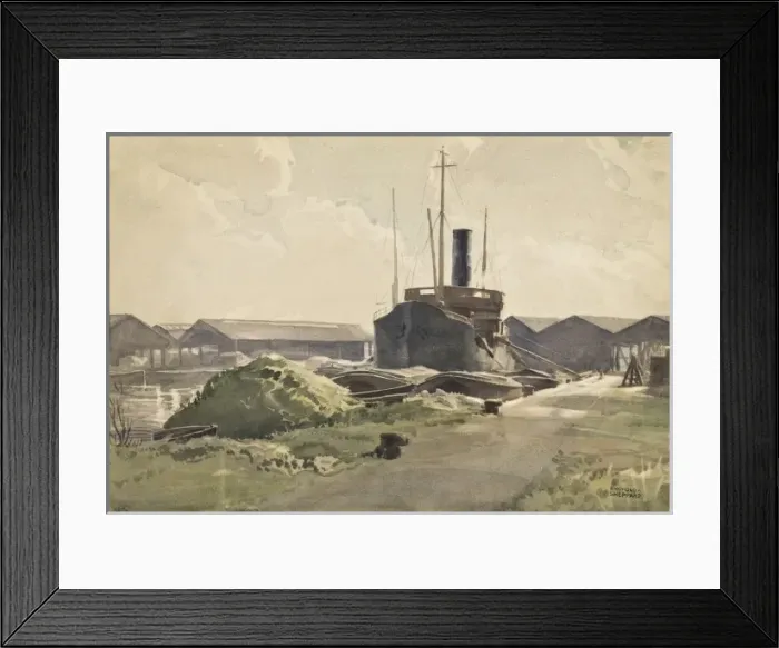 Framed Print : Moored ships