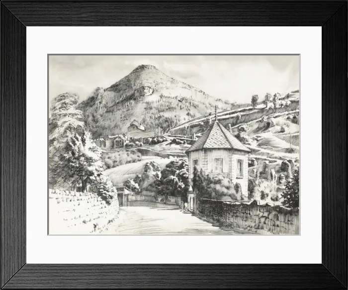 Framed Print : Country lane passes an octagonal building Framed Print : Country lane passes an octagonal building