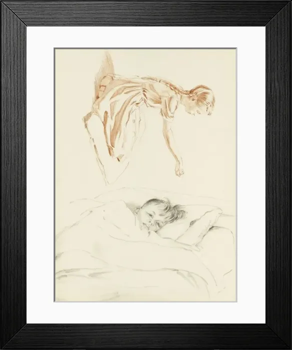 Framed Print : Pastel studies of a boy and a girl Framed Print : Pastel studies of a boy and a girl
