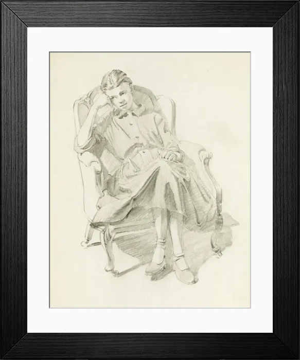 Framed Print : Study of a seated woman Framed Print : Study of a seated woman