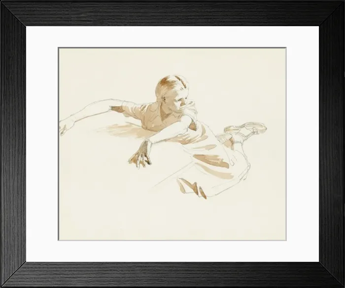Framed Print : Girl stretches over a low table Framed Print : Girl stretches over a low table