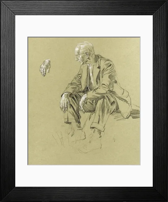 Framed Print : Pastel study of an old man Framed Print : Pastel study of an old man