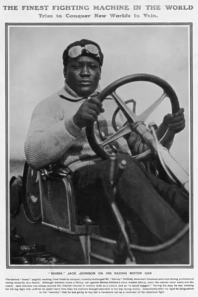 Jack Johnson on his Racing Motor Car