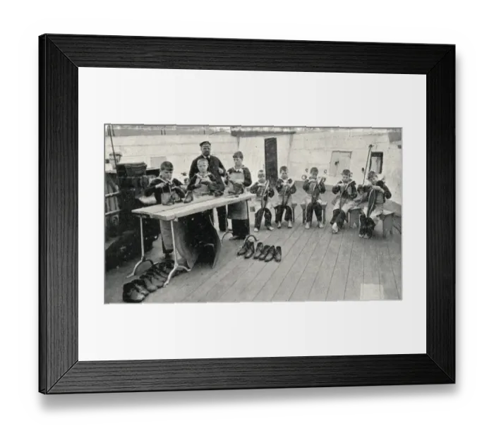 Framed Print : Shoemaking Class, Training Ship Wellesley, North Shields Framed Print : Shoemaking Class, Training Ship Wellesley, North Shields